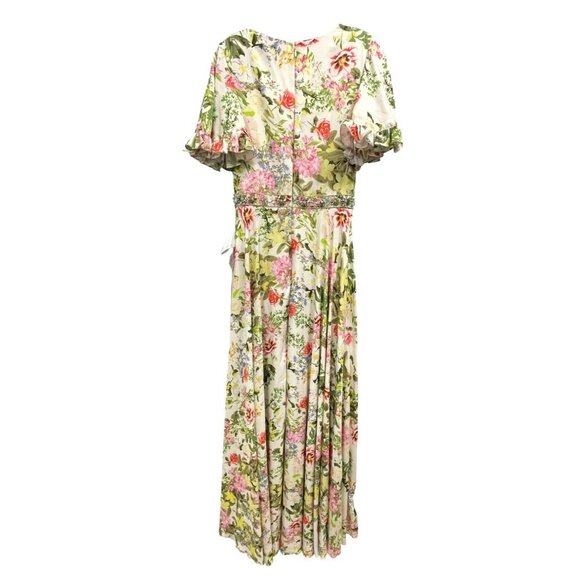 Mac Duggal Floral Beaded Flutter Sleeve Formal Gown Long Maxi Dress NWT Size 4 - Picture 5 of 8